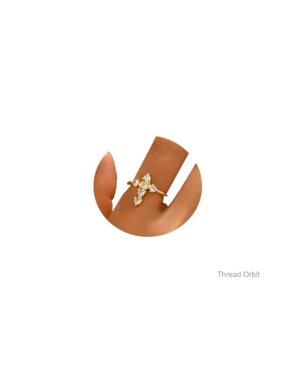 18K Gold Plated Cubic Zirconia Cross Flower Moon Star Open Stackable Ring